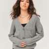 Femme BZB Gilet | Gilet Col V Uni Gris Clair