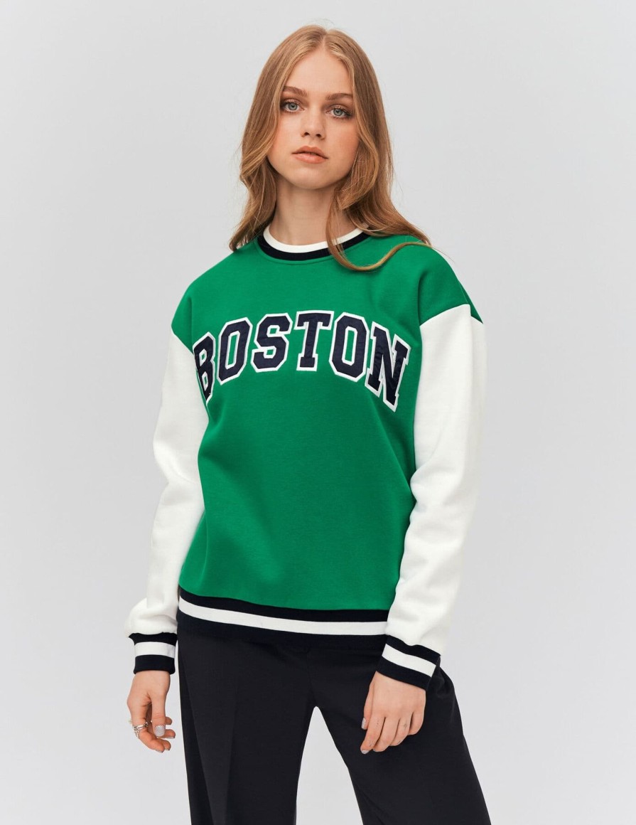 Femme BZB Sweat | Sweat Campus Boston Vert