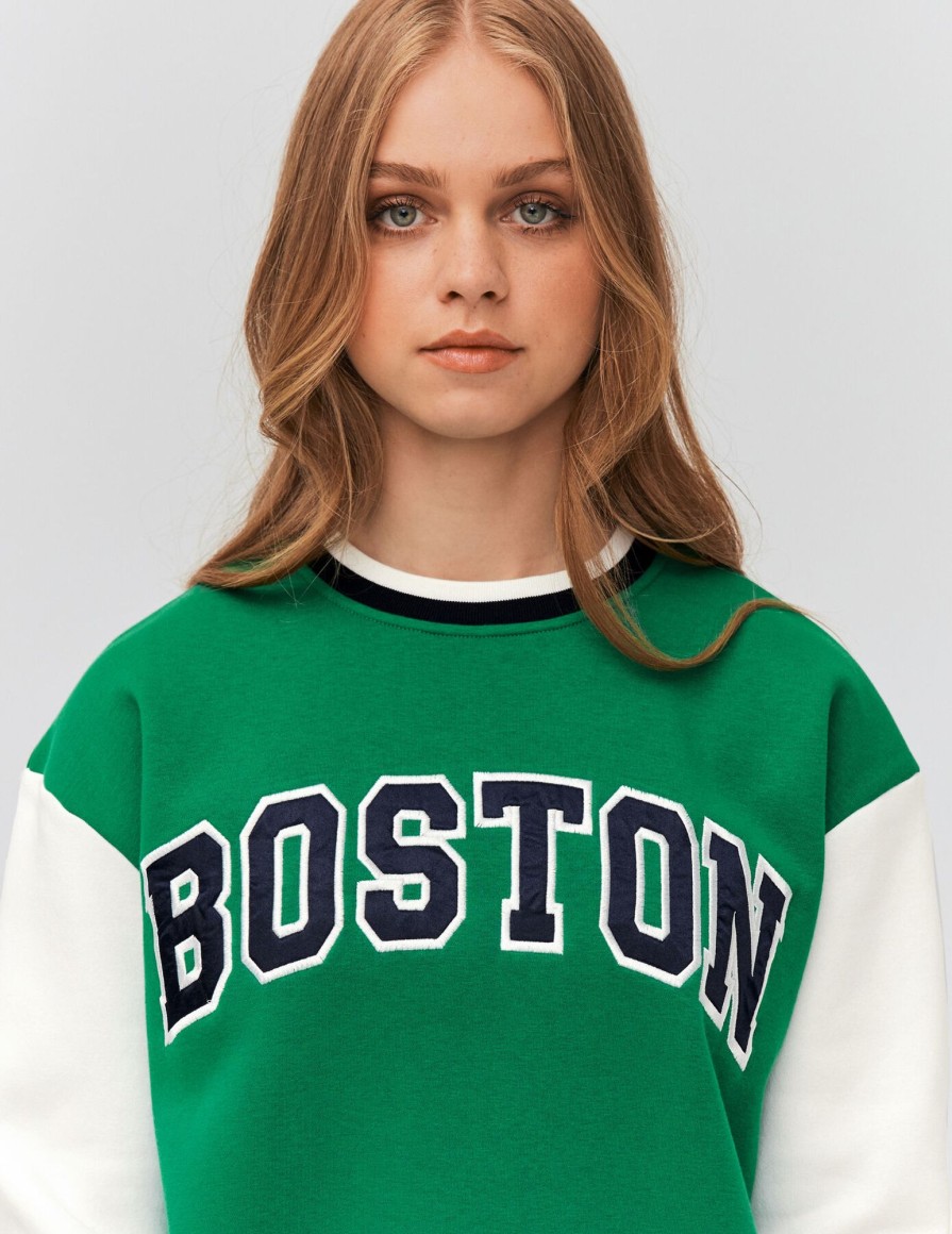 Femme BZB Sweat | Sweat Campus Boston Vert