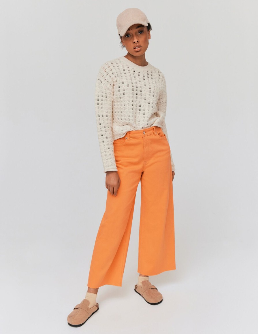 Femme BZB Jeans | Jean Wide Leg Couleur Cropped Orange