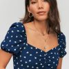 Femme BZB Chemise & Blouse | Blouse A Imprime Fleuri Bleu Fonce