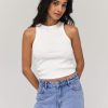 Femme BZB Top & Debardeur | Debardeur En Coton Uni Blanc