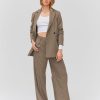 Femme BZB Pantalon | Pantalon Tailleur A Carreaux Marron