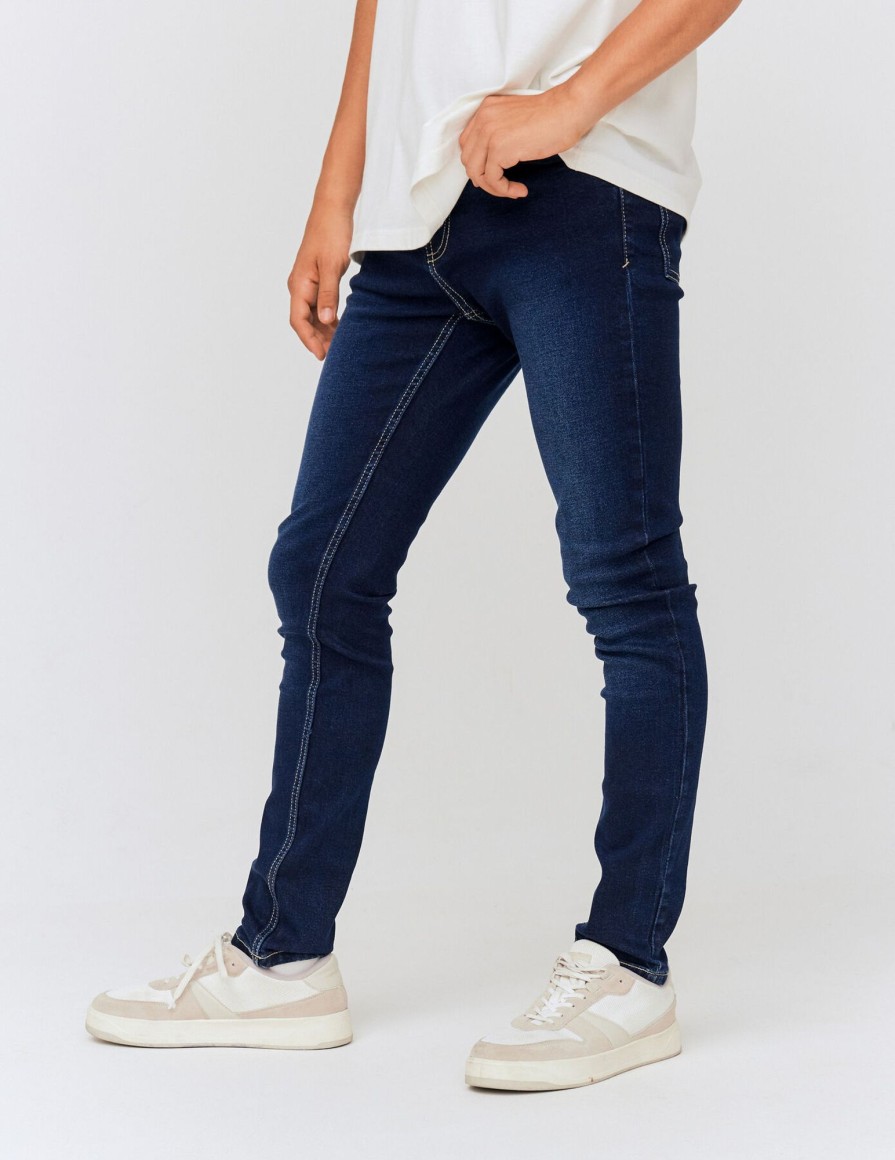 Homme BZB Jeans | Jean Slim Basique Stone Fonce Bleu Fonce