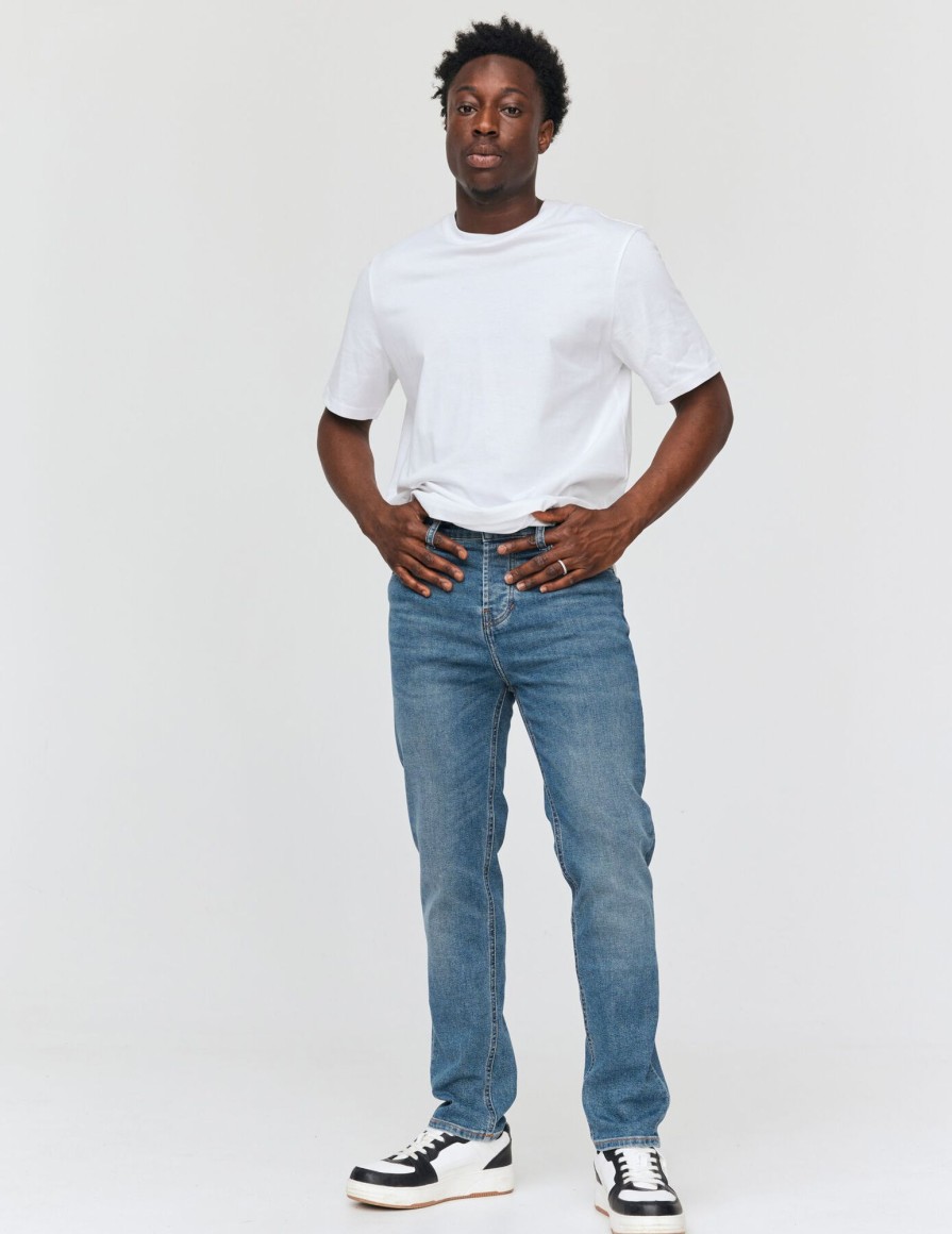 Homme BZB Jeans | Jean Straight Stone Vintage Bleu Moyen