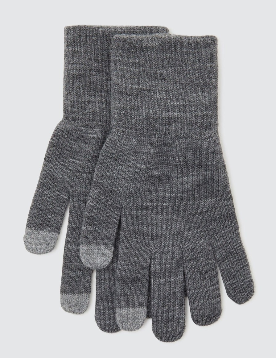 Homme BZB Echarpes Bonnets Gants | Gants Tricots Tactiles Gris Moyen