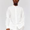 Homme BZB Chemise | Chemise Unie En Coton Lin Blanc