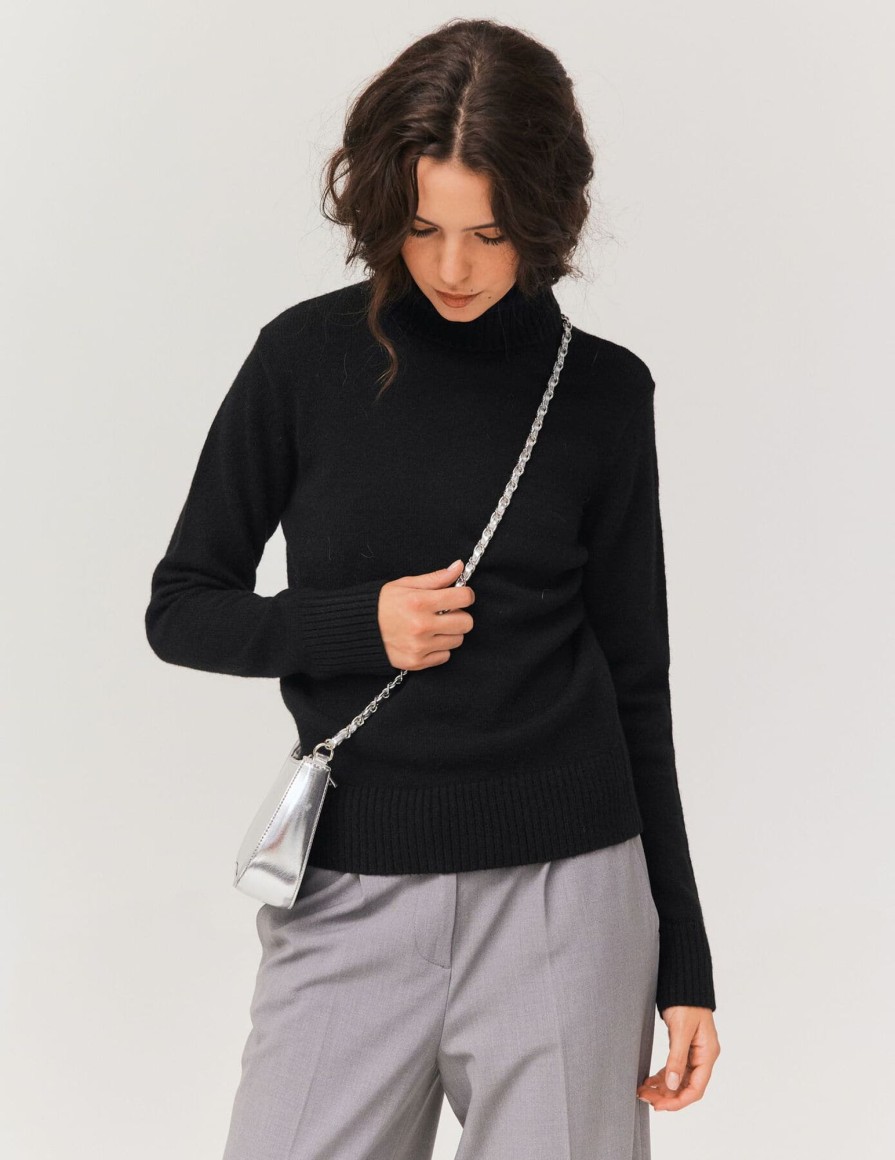 Femme BZB Pull | Pull Col Roule Uni Noir