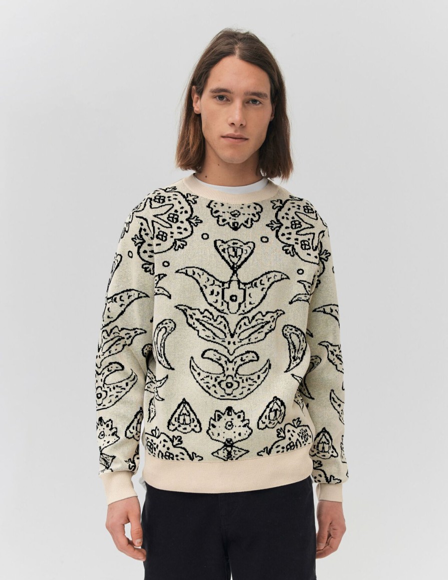 Homme BZB Pull | Pull Jacquard Ecru