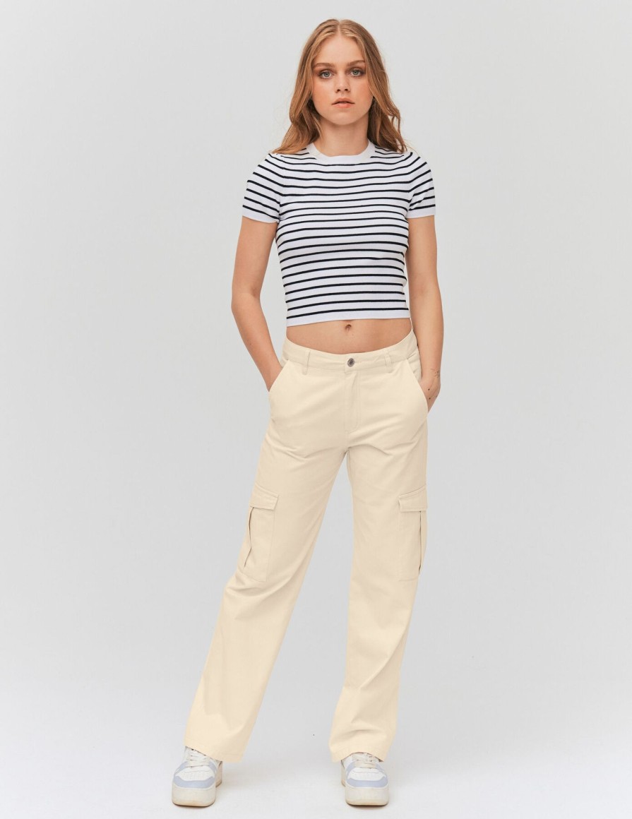 Femme BZB Jeans | Jean Cargo Leger Naturel