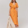 Femme BZB Robe | Robe Longue Imprimee Orange