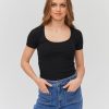 Femme BZB Tee-Shirt & Polo | T-Shirt Cotele Uni Noir