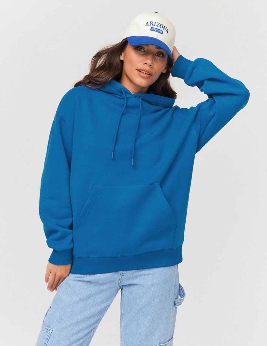 Femme BZB Sweat | Sweat Capuche Oversize Bleu Fonce