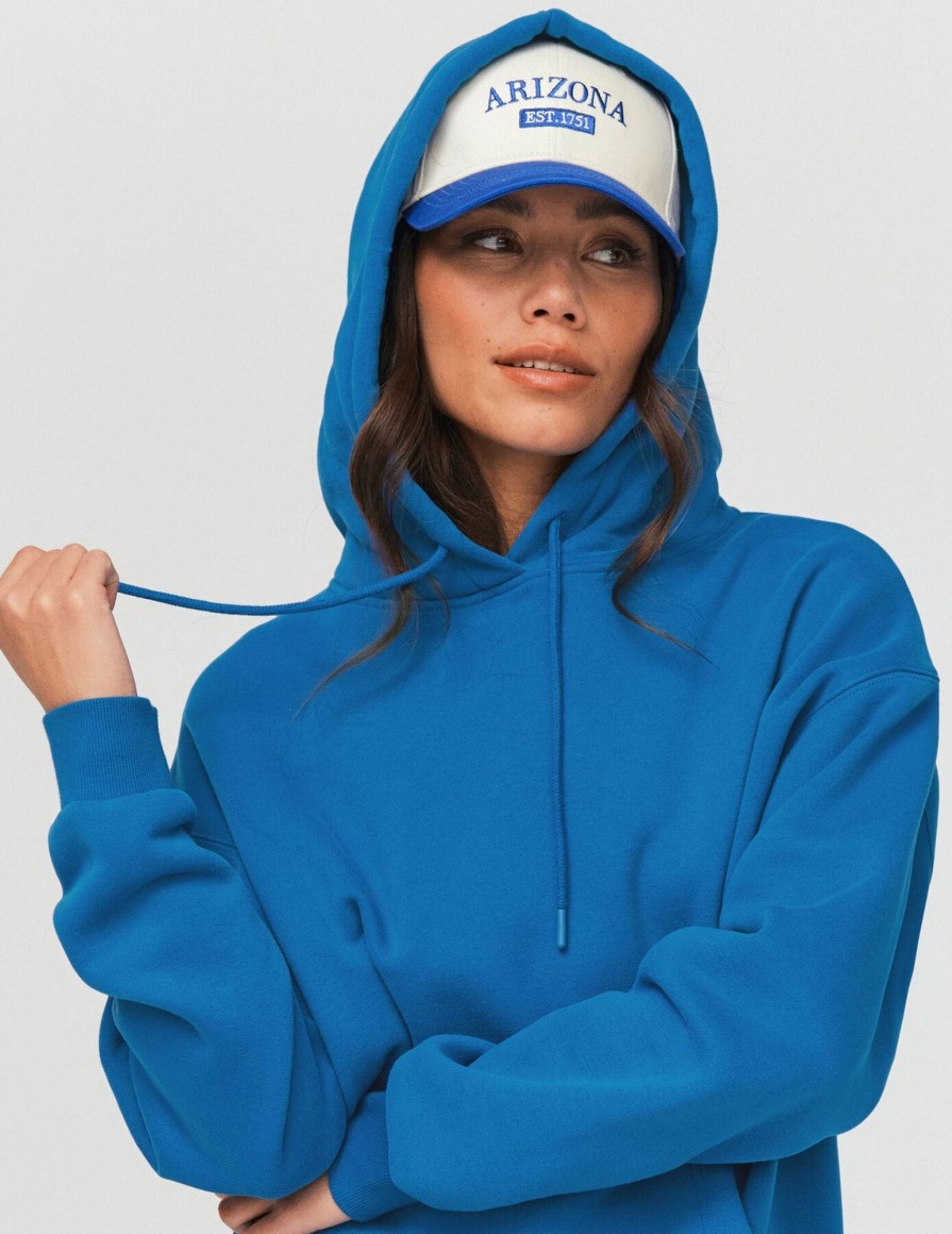 Femme BZB Sweat | Sweat Capuche Oversize Bleu Fonce