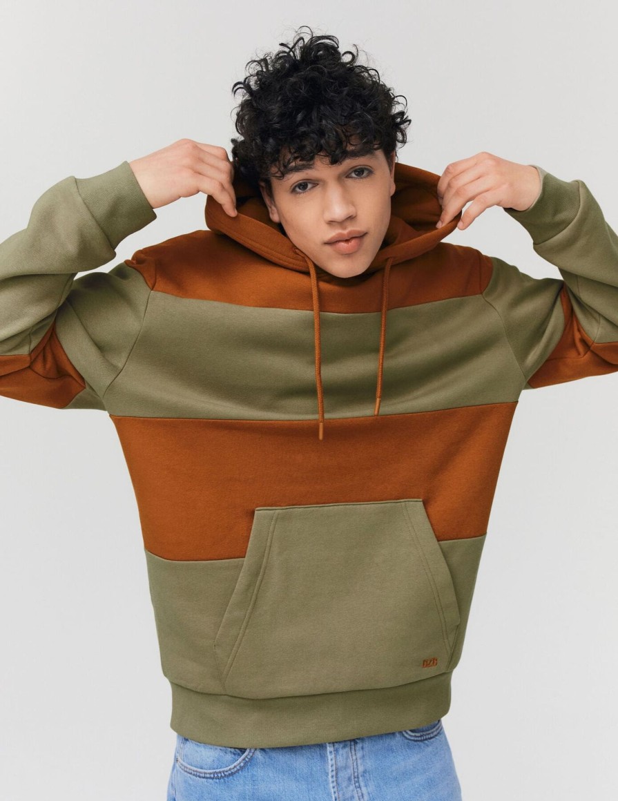 Homme BZB Sweat | Sweatshirt Maxi Rayures Camel