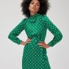 Femme BZB Robe | Robe Imprimee Col Montant Vert