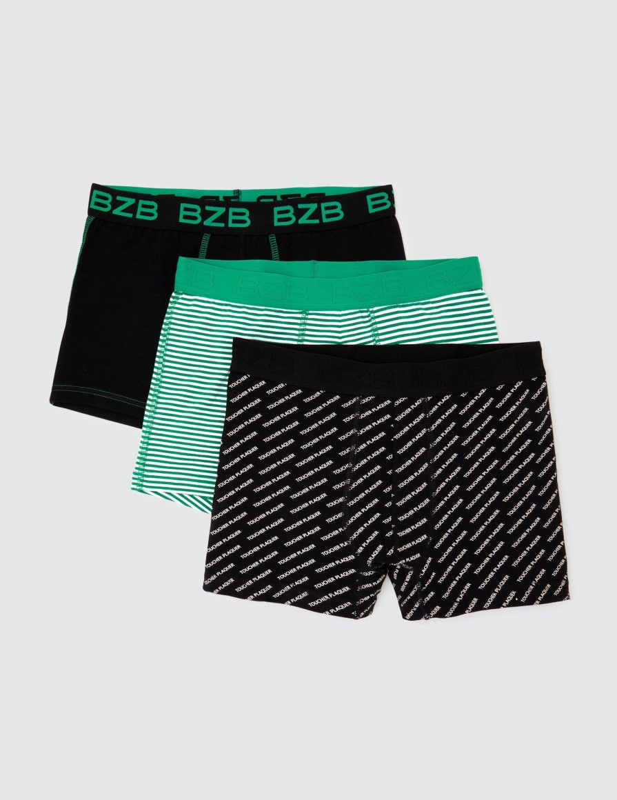 Homme BZB Sous-Vetements & Pyjama | Lot De 3 Boxers Fantaisie Racing Vert