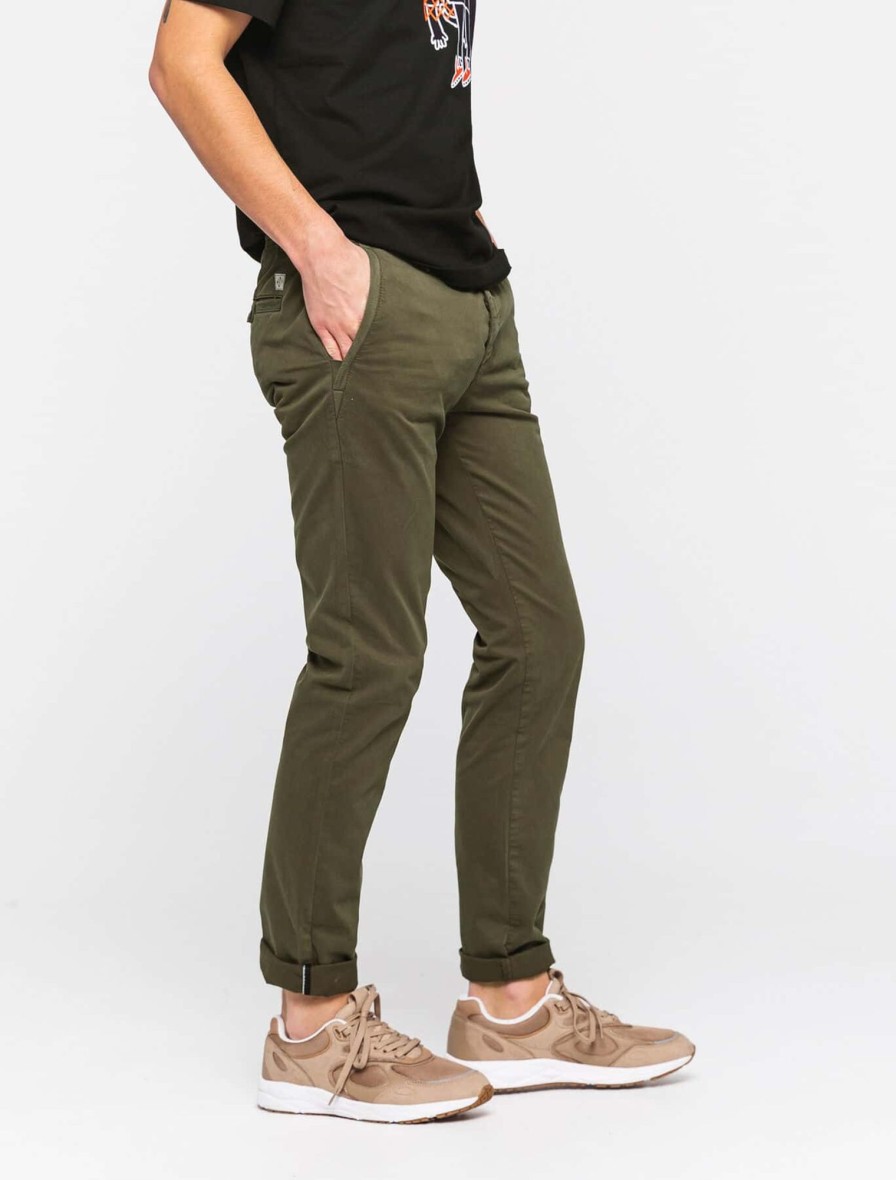 Homme BZB Pantalon | Pantalon Chino Ajuste En Coton Bio Kaki