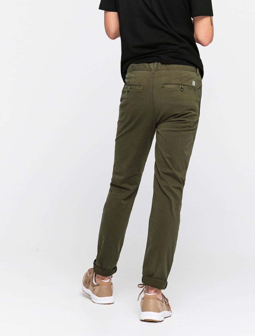 Homme BZB Pantalon | Pantalon Chino Ajuste En Coton Bio Kaki