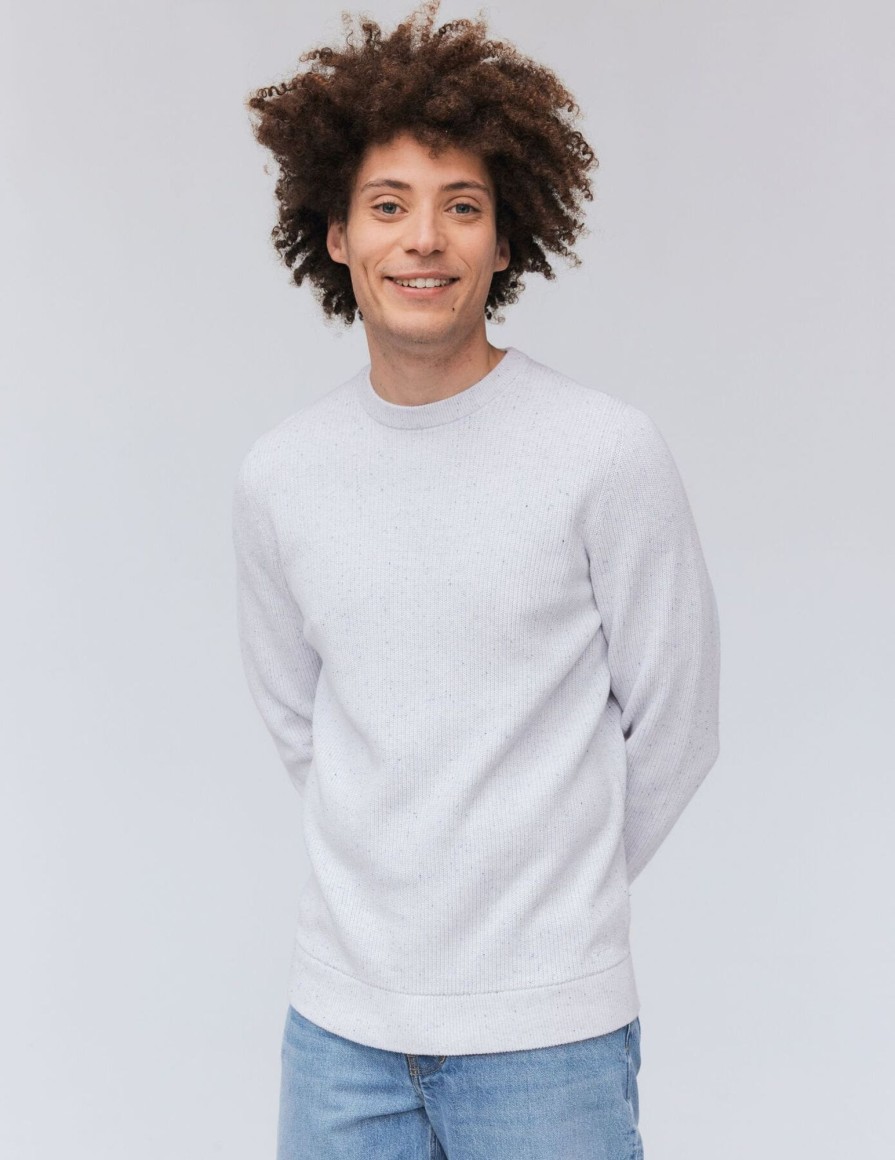 Homme BZB Pull | Pull Cotele Coton Neps Blanc