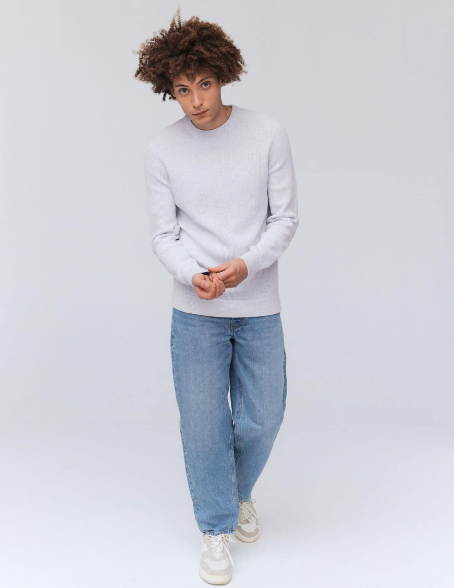 Homme BZB Pull | Pull Cotele Coton Neps Blanc