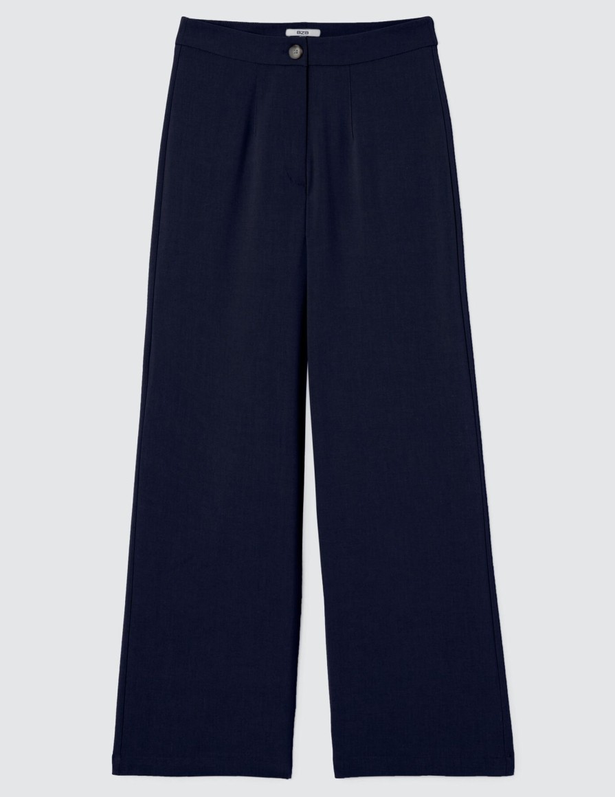 Femme BZB Pantalon | Pantalon Tailleur Bleu Fonce