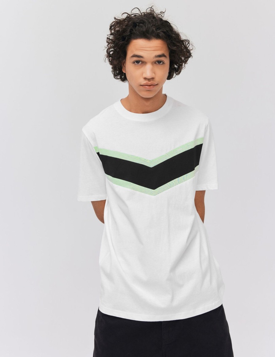 Homme BZB Tee-Shirt | T-Shirt Colorblock Blanc