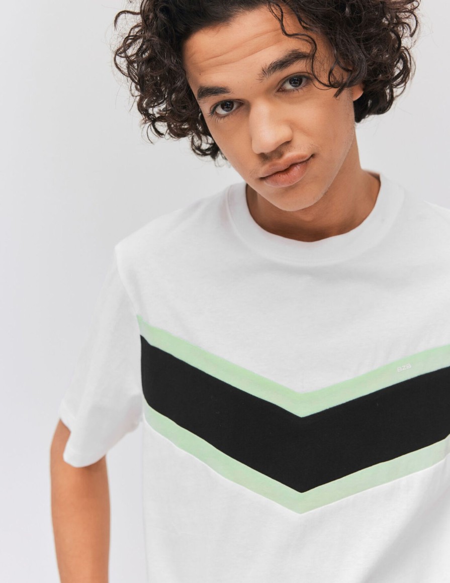 Homme BZB Tee-Shirt | T-Shirt Colorblock Blanc