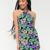 Femme BZB Robe | Robe Courte Imprimee Dos Nu Multicolore