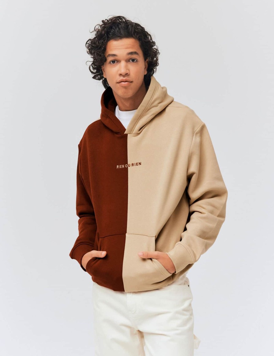 Homme BZB Sweat | Sweatshirt Colorblock Brode Marron