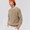 Homme BZB Pull | Pull Col Rond A Cotes Beige