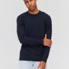 Homme BZB Pull | Pull Col Rond Fin Bleu Fonce