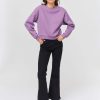 Femme BZB Sweat | Sweat Col Rond A Pressions Violet