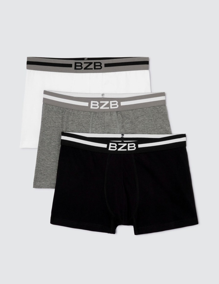 Homme BZB Sous-Vetements & Pyjama | Lot De 3 Boxers Unis Noir