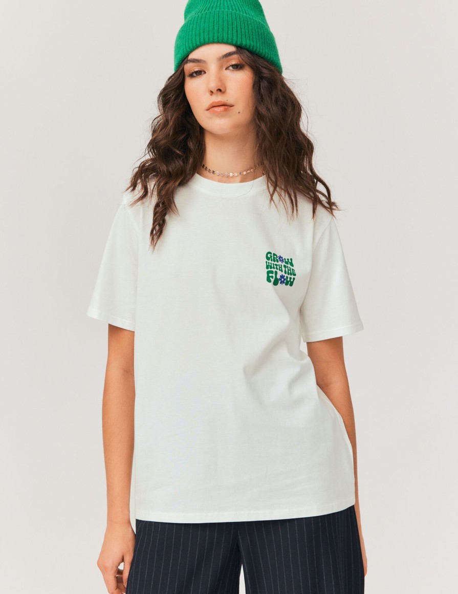 Femme BZB Tee-Shirt & Polo | T-Shirt Imprime Devant/Dos Blanc