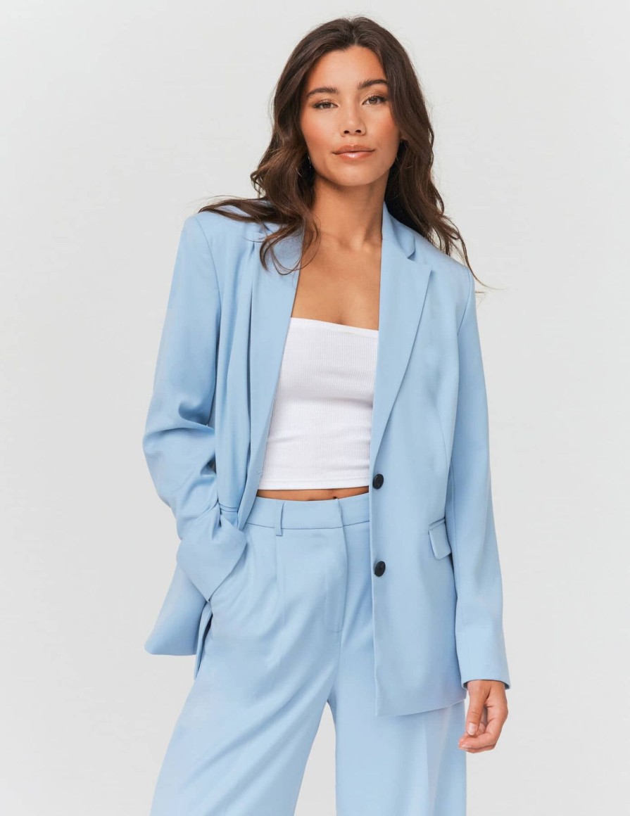 Femme BZB Veste & Blouson | Blazer Uni Bleu Clair