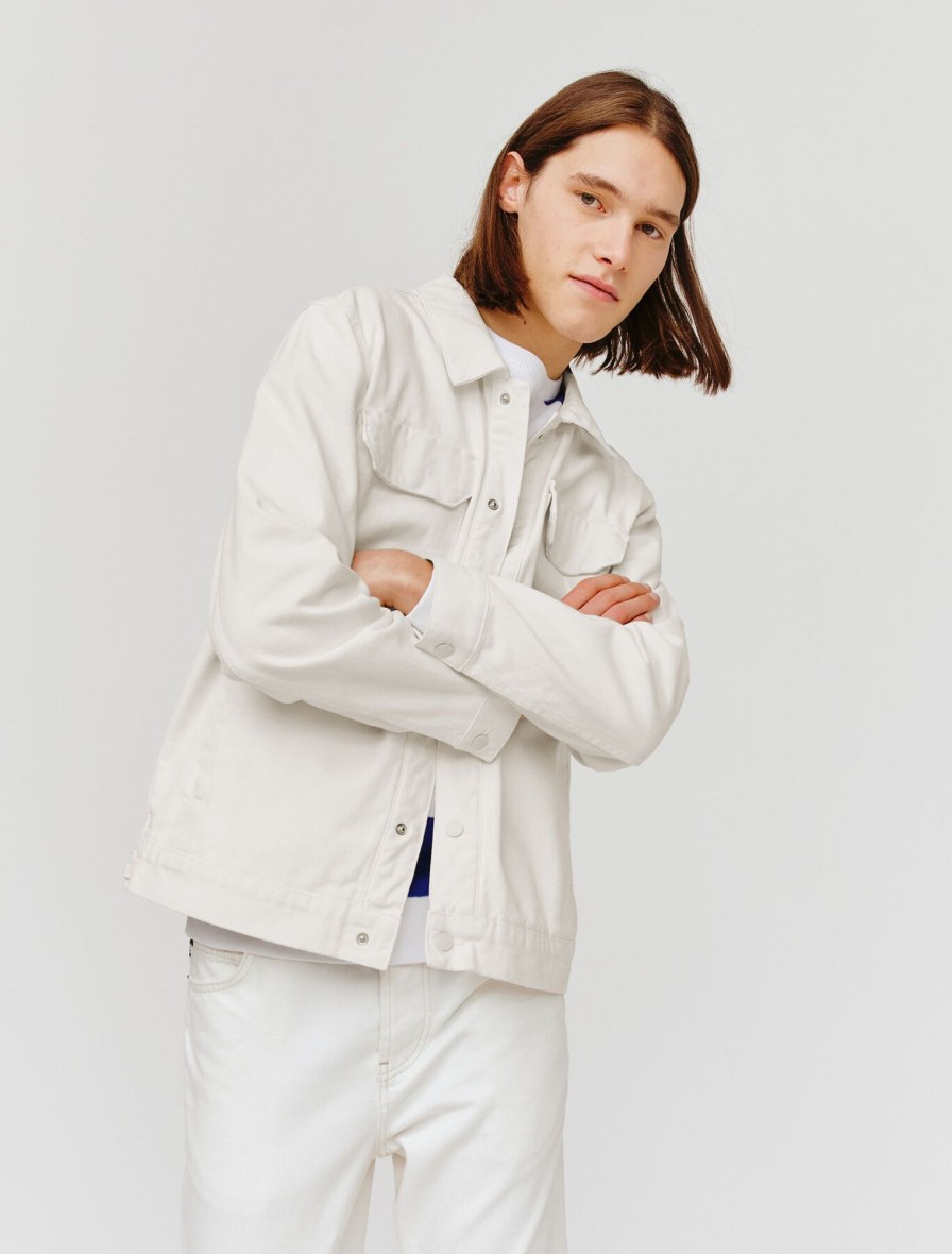 Homme BZB Veste & Blouson | Veste En Jean De Couleur Blanc