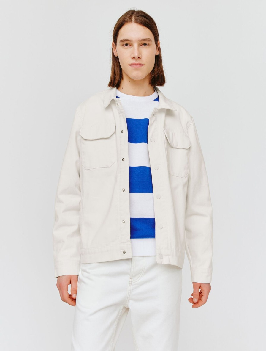 Homme BZB Veste & Blouson | Veste En Jean De Couleur Blanc