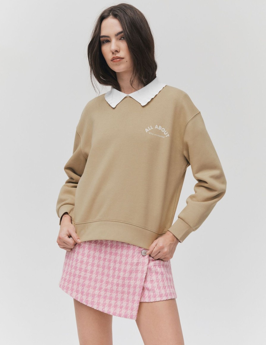 Femme BZB Sweat | Sweat Col Polo Brown