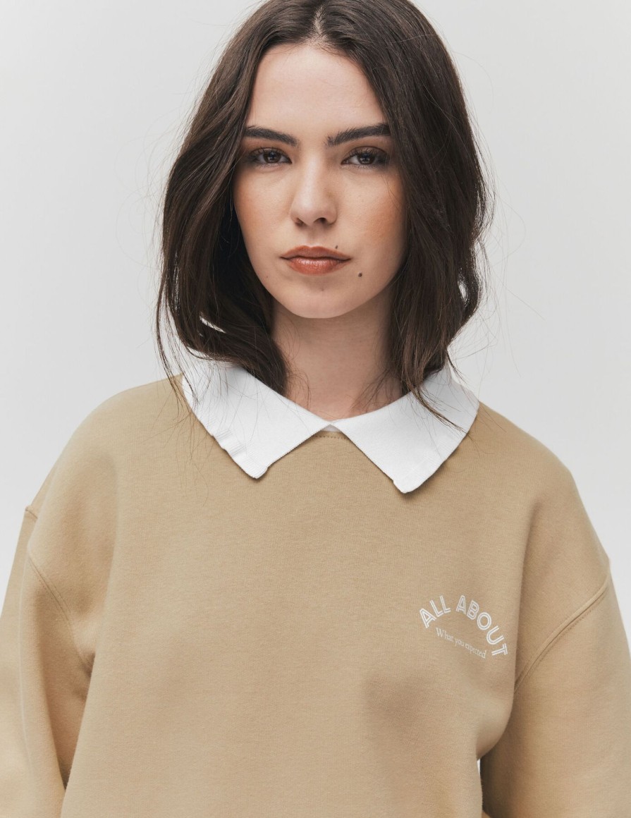 Femme BZB Sweat | Sweat Col Polo Brown