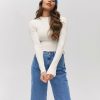 Femme BZB Pull | Pull Col Montant Cotele Blanc