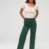 Femme BZB Jeans | Jean Wide Leg Court Vert Kaki