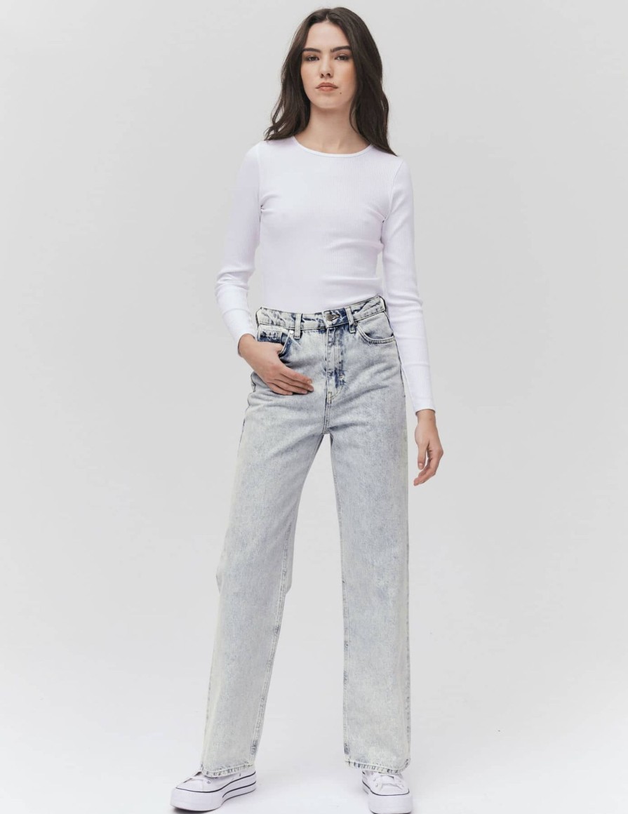 Femme BZB Jeans | Jean Straight Taille Haute Bleu Moyen