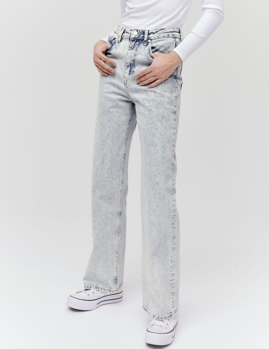 Femme BZB Jeans | Jean Straight Taille Haute Bleu Moyen