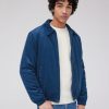 Homme BZB Veste & Blouson | Veste Zippee En Velours Bleu Fonce