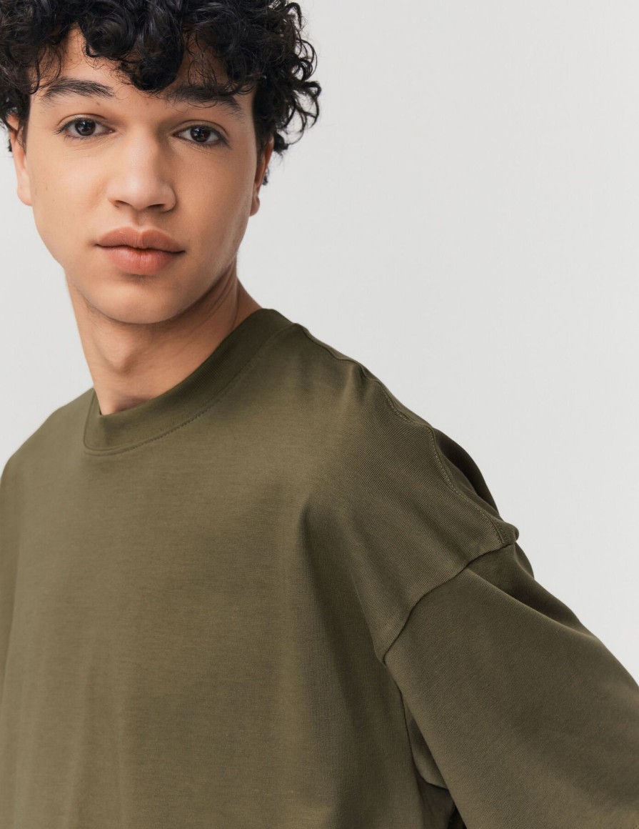 Homme BZB Tee-Shirt | T-Shirt Oversize Vert Kaki