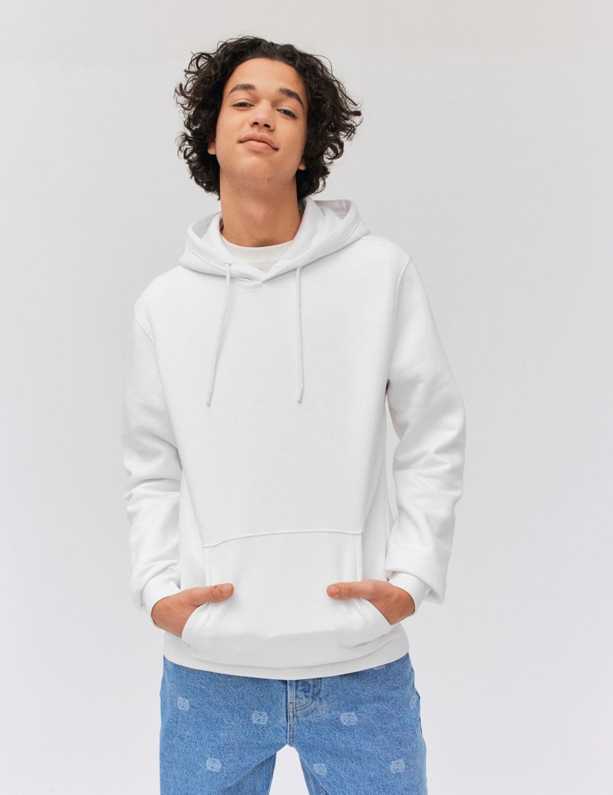 Homme BZB Sweat | Sweat A Capuche Basique Blanc