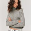 Femme BZB Pull | Pull Col Roule Uni Gris Moyen