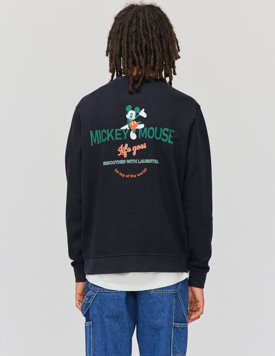 Homme BZB Sweat | Sweatshirt Collab Mickey Mouse Bleu Fonce