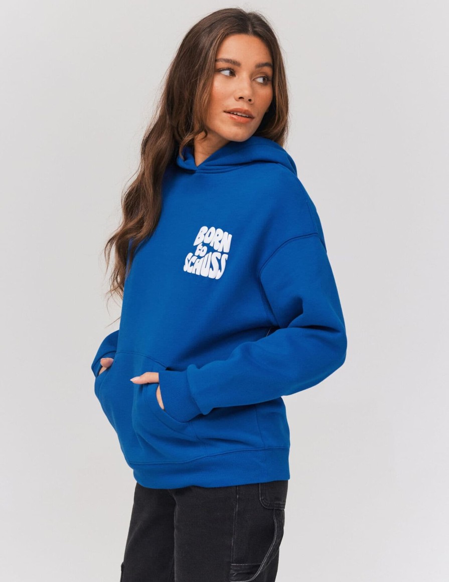 Femme BZB Sweat | Sweat Capuche Oversize Imprime Bleu Fonce